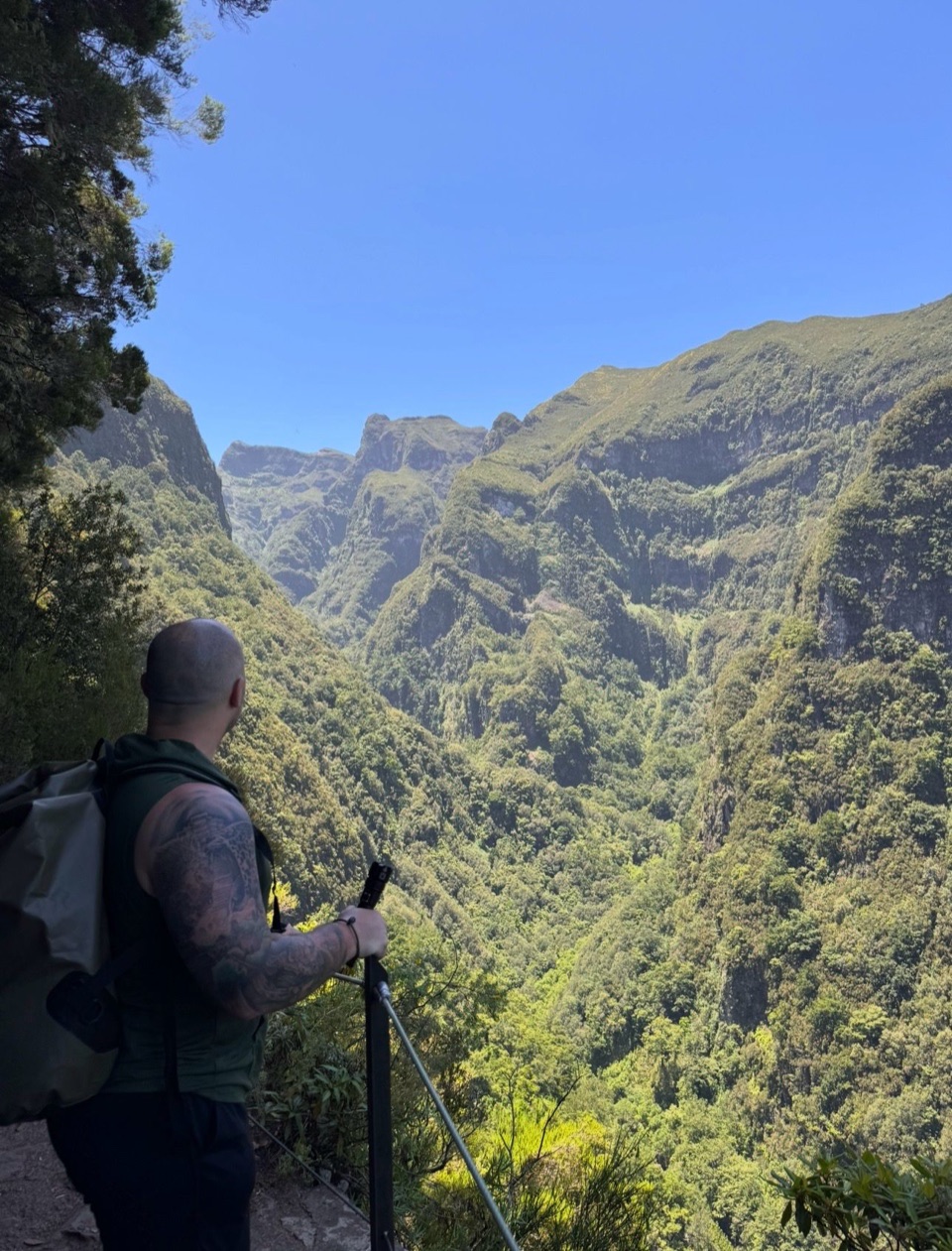 Craig Silkens overlooking a mountain valley while hiking
